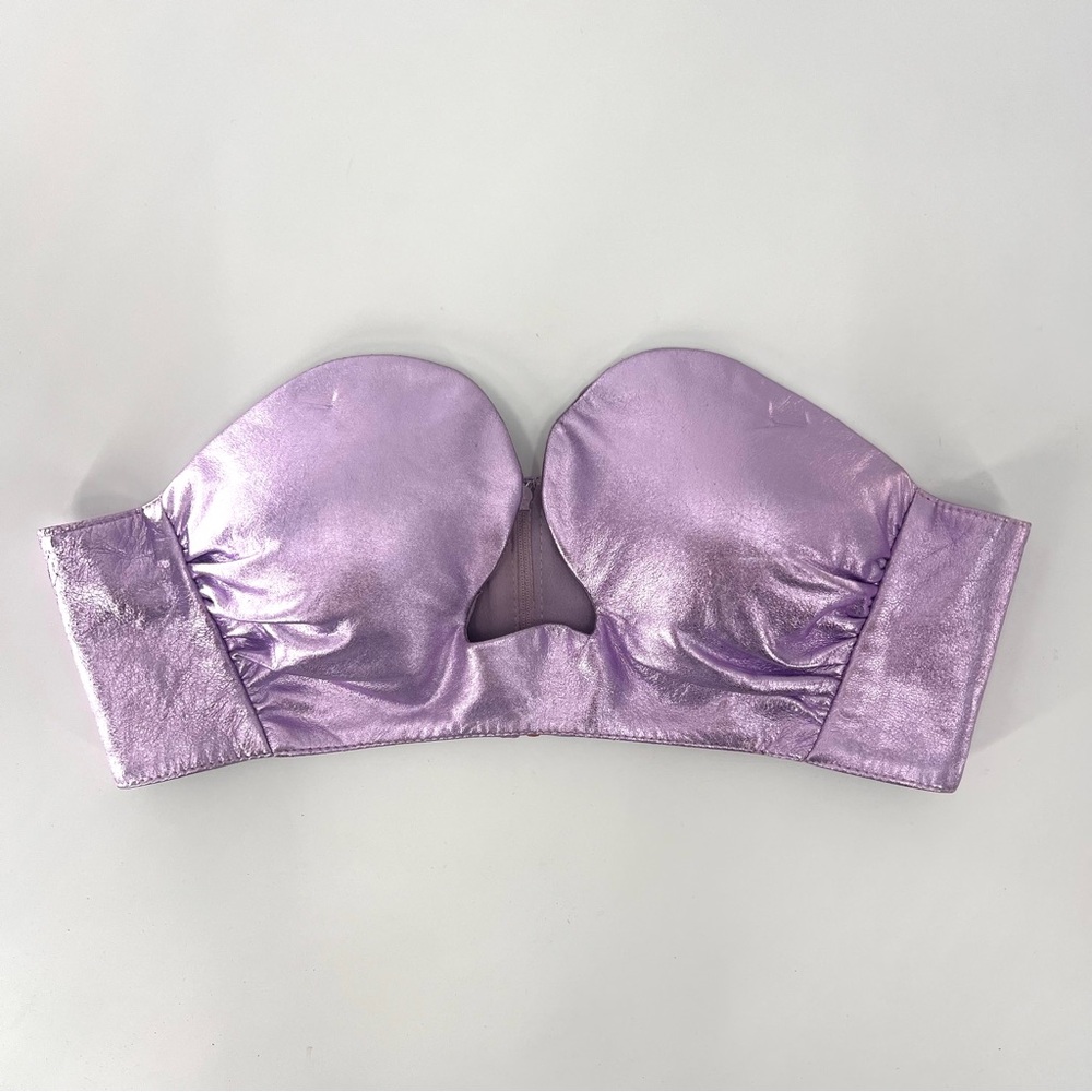 Lamarque‎ leather metallic strapless bra top s